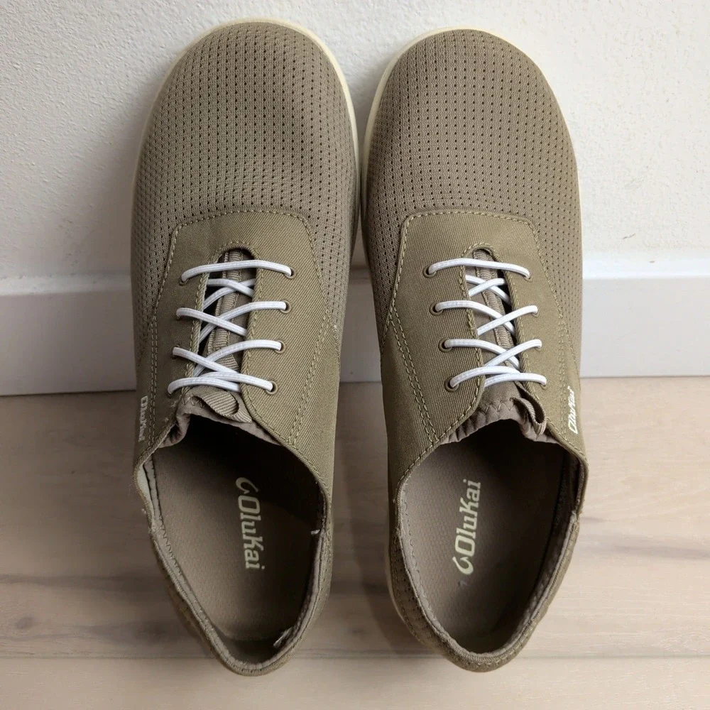 OluKai Nohea Moku Mens 10.5 Olive Green Boat Shoes Sneakers 10283-1020